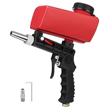 Sableuse Pneumatiques Portable Pistolet à Sableuse Professionnel Pistolet Sablage Sableuse Pneumatiques Sandblaster pour Enlever Les Ecailles de Peinture Rouille(Rouge)