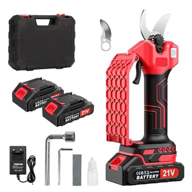 Secateur Electrique Sans Fil 35mm, Sécateur de Jardin avec 2 Batteries et Écran LCD, Lames Sharp Sk5, Moteur Sans Balais, Sécateur Électrique pour Jardinage, Vigne, Arbre Fruitier (Rouge)