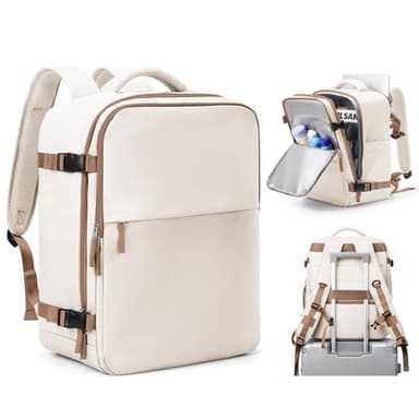 SZLX Sac à Dos Voyage Cabine Avion 40x20x25 pour Ryanair, Sac Bagage Cabine 45x36x20 Easyjet, Bagage à Main pour Femmes et Hommes,Sac Imperméable pour L'école de Travail de Randonnée Beige Marron
