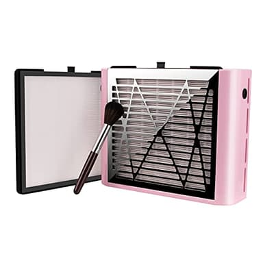 BRANTMAKER Aspirateur Ongle Professionnelle avec Brosse et 2 Filtres Réutilisables，60W Aspirateur Manucure Poussiere Ongle (Rose)