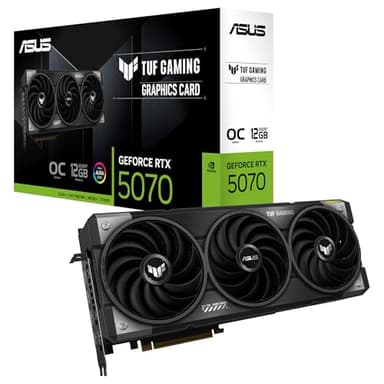 ASUS TUF Gaming GeForce RTX 5070 12GB GDDR7 OC Edition – Carte Graphique Gaming (PCIe 5.0, HDMI, Display 2.1, 3.125 Slot, Ventilateurs axiaux, revêtement Protecteur PCB)