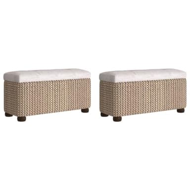 vidaXL Lot de 2 Bancs de Rangement avec Coussin, Bout de Lit, Sièges de Couloir Salon Salle de Séjour Entrée Intérieur, Gris Quenouille