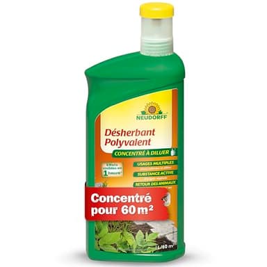 Neudorff Finalsan Désherbant Polyvalent - Combat les mauvaises herbes et la mousse telles que les pissenlits. Sans glyphosate, Concentré pour 60m², 1 L