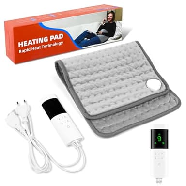 PATEMZON Coussin Chauffant, Coussin Chauffant Electrique avec 9 Niveaux de Chaleur et 4 Minuteries, Lavable en Machine, Écran LED, pour le Dos, la Nuque, les Épaules, le Ventre, les Jambes, 30x60cm