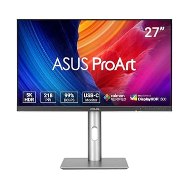 ASUS Moniteur Professionnel ProArt Display 5K PA27JCV 27 Pouces, IPS, 5K(5120 x 2880), 99 purcent DCI-P3, LuxPixel AGLR,Calman Verified,USB-C PD 96 W, HDR 500,KVM,Ergonomique