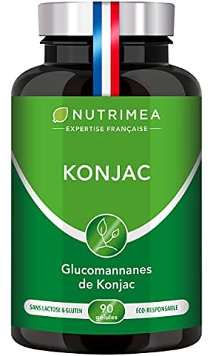KONJAC PUR - Concentré à 95% en Glucomannanes - Coupe-Faim, Minceur & Perte de Poids - Detox, Régulation du Transit & du Taux de Sucre - 90 Gélules Vegan - Nutrimea - Fabriqué en France