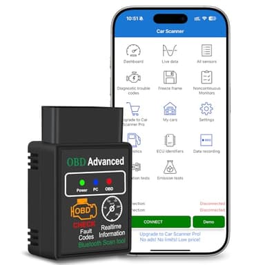 OBD2 Valise Diagnostic Auto Francais en 10+ Langues, Bluetooth ELM327 Diagnostic Voiture Compatible avec Plusieurs Modèles de Véhicules et Protocoles, OBD2 Connexion Bluetooth pour Android, Apple