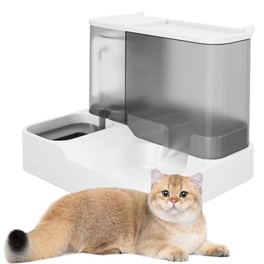 Distributeur Croquettes Chat, Abreuvoir et alimentateur Automatique pour Chats, Chiens, Mangeoirs et Abreuvoirs, Distributeur d'eau et Distributeur Automatique pour Animaux (Gris)