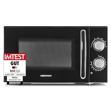 MEDION Micro-ondes, puissance env. 700 watts, capacité env. 17 litres, 6 niveaux, fonction décongélation, MD 15644, noir