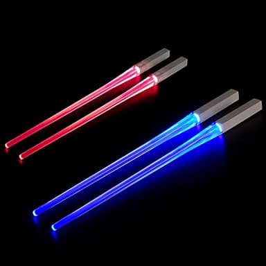 CJBIN Light Up Baguettes, 2 Paires Lightsaber Baguettes, Baguette Chinoise Lumineuse, Llluminating Chopsticks Réutilisables, Portables et Amovibles, Qualité Alimentaire, pour la Cuisine et Les Dîners