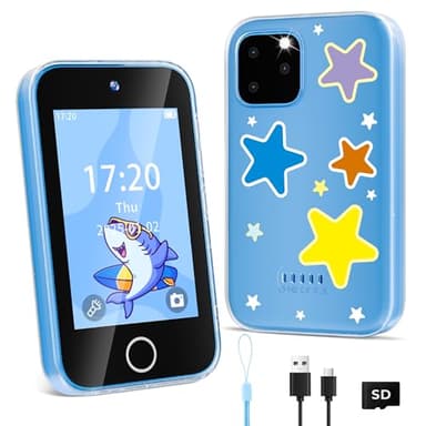 Telephone Portable pour Enfant, Smartphone pour Enfants|Écran Tactile 3,5 Pouces, Conception protégeant Les Yeux|Jeux éducatifs|Cadeau pour Filles et garçons âgés de 3,4,5,6, 7,8,9,10,11,12 Ans, Bleu