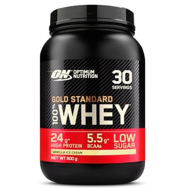 Optimum Nutrition Gold Standard 100% Whey, Protéine en Poudre, Goût Glace à la Vanille, 900g, 30 Doses