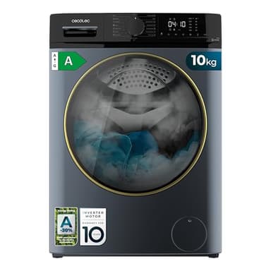 Cecotec Lave-linge 10 kg Bolero DressCode 10610 Inverter Ice Blue A. 1400 RPM, Steam Max, Moteur Inverter Plus, 15 Programmes, OnSmart, Smooth Wash, Stop&Go, Gomme Antibactérienne, Drum Clean