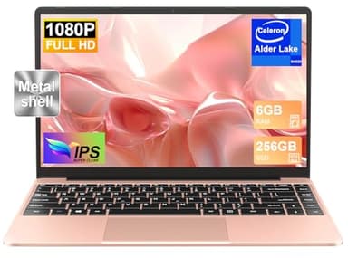 NOTODD Ordinateur Portable 256Go SSD Soutien Extension 1TB Pc Portable 14 Pouces Celeron N4020 Pas Cher FHD 1080 Laptop avec 5G WiFi BT4.2 inclut Souris sans Fil&AZERTY Clavier Couverture-Or