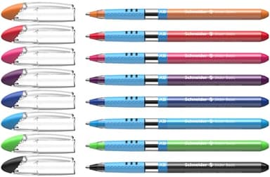 Schneider Slider Basic (Pointe extra large (XB), Stylo-bille non rétractable) Pochette de 8, Couleurs Assortis