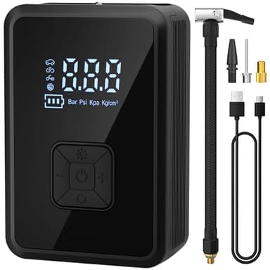 Oasser Compresseur à Air Portatif Gonfleur pneus Voiture Compresseur Voiture 150PSI Type-C USB Charge Affichage Lumière LED avec Sac de Rangement