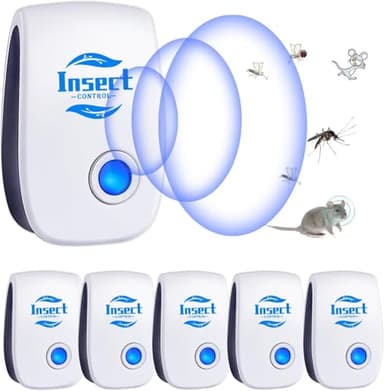 Ultrason Anti Moustique, 6 Pack Ultrason Souris et Rats & Insectes Répulsif Électronique, Répulsif Ultrason Anti-Rongeurs Insectes Anti Insectes, Moustiques, Fourmis, Rats, Araignées