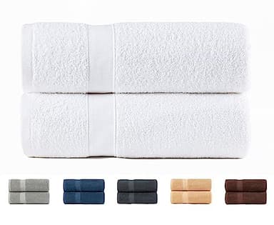 Todocama Lot de 2 Serviettes de Douche, 100% Coton 550 g/m², Extra Douces, très absorbantes et à séchage Rapide. Dimensions : 70 x 140 cm, Couleur Blanche.