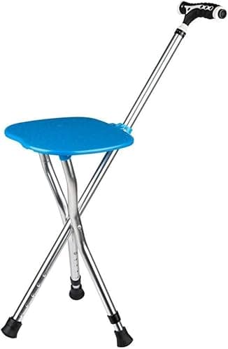 ZAANU Canne de Marche Pliante avec siège, Canne Pliable avec lumière LED, Tabouret de Repos Portable léger et réglable pour Personnes âgées, béquilles
