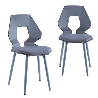 Trisens Lot de 2 ou 4 chaises de salle à manger, cuisine, salon, bureau, plastique, couleur : gris/gris, quantité : 2 pièces