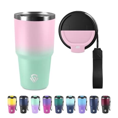 Mug Isotherme 600ml 20oz, sans BPA, Thermo Café Acier Inoxydable 304, Réutilisable, Tasse à café Double Paroi, Tumbler Tasse Isotherme pour École, Sport, Bureau, Gym, Yoga, Camping, Randonnée