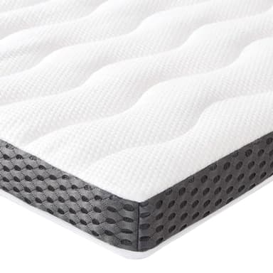 Amazon Basics Surmatelas de Mousse à Mémoire de Forme confortable, Très Moelleux, 140 x 190 x 7 cm, Blanc