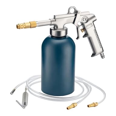 Wiltec Pistolet pneumatique à godet – 1100 ml / 4-6bars – avec Buse coudée ronde – Pulvérisateur pour cavités et protection des dessous de caisse