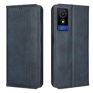EASSGU Coque pour TCL 501 (6" inches), Etui Flip Folio en Cuir PU avec Interrupteur Magnétique, [3 Fentes pour Cartes] [1 Portefeuille] Housse - Bleu