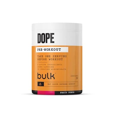 Bulk Poudre Pré-Workout Dope | Punch aux Fruits | 3g Creatine per Serving | 200mg Caffeine | Citrulline Malate & Arginine AKG | Beta-Alanine | Energy, Focus & Performance | 510g Supplement