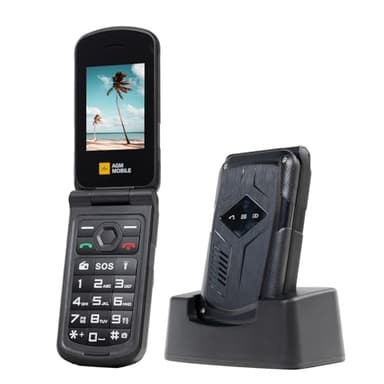 AGM M10 Téléphone Portable Senior 4G à Clapet, Robuste IP68 Étanche Incassable, Grandes Touches, Haut-Parleur 98dB, Double SIM, Débloqué, Numérotation Rapide, Noir