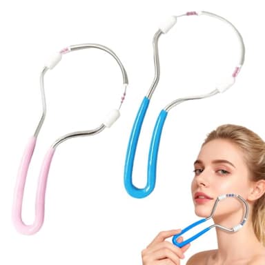 ZORVYN 2 Pièces Épilateurs Visage, Épilateur Manuel Portable en Plastique, Épilateur en Acier Inoxydable, Épilateur à Ressort pour Épilation du Visage (Front, Joues, Lèvre Supérieure) (Rose et Bleu)