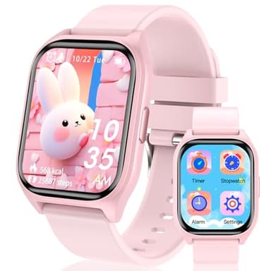 Montre Connectée Enfant - Smartwatch pour Garçons et Filles avec 19 Modes d'Entraînement, Suivi du Sommeil, Compteur de Calories, 14+ Jeux Éducatifs - Idée Cadeau pour Enfants 4 Ans et Plus (Pink)