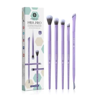 Eigshow Ensemble de Pinceaux Maquillage Yeux – Pinceaux avec Technologie Ions d'Argent, Série MUA PRO, Ombre à Paupières, Eye-liner, Estompage, Sourcils, Meilleur Cadeau Femmes (5 Pièces, Violet)