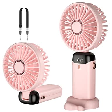 Rafada Mini ventilateur portable, rechargeable, petit ventilateur de poche avec 5 vitesses, batterie intégrée de 4200 mAh, ventilateur USB pliable pour bureau, extérieur