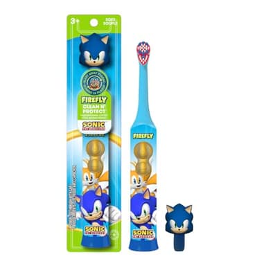 FIREFLY Clean & Protect Sonic The Hedgehog Brosse à dents 3D, poils souples, poignée antidérapante, batterie incluse, dès 3 ans