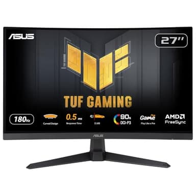 ASUS Moniteur de Jeu TUF Gaming VG27WQ3B – 27 Pouces QHD, incurvé, 180 Hz, ELMB, FreeSync, 1 ms GTG (0,5 ms), 90 purcent DCI-P3, HDR, DisplayWidget Center
