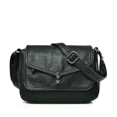 Fryloo Sac Messager Décontracté en Cuir Véritable Souple pour Femme – À Main Bandoulière Et De Haute Qualité Dames-Noir