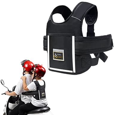 Harnais Moto Enfant, Siege Moto Enfant RéGlable Ceintures De SéCurité Moto pour Enfants Antichute Harnais Securite Enfant Moto avec Poche Et Bandes RéFléChissantes pour De 1 à 12 Ans