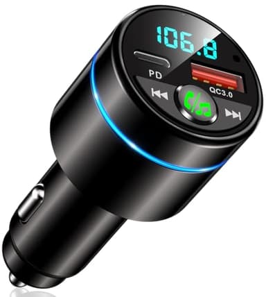 Mohard Bluetooth Voiture, [Tout Métal] Transmetteur FM Voiture, PD 30W + QC 3.0 Chargeur Allume Cigare Rapide, Adaptateur Bluetooth 5.3 Voiture, Appel Main Libre, Suppression du Bruit, Hi-FI Musique