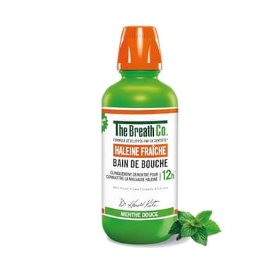 The Breath Co - Bain de Bouche Sans Alcool - Formule développée par un dentiste - Haleine Fraîche pendant 12 heures* - Menthe Douce, 500ml