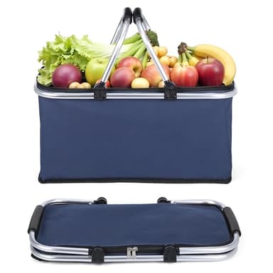 BELLE VOUS Grand Sac Isotherme Bleu Marine - Glaciere Souple 30 litres avec Fermeture Éclair - Livraison de Repas - Courses - Camping - Pique Nique - Barbecue - Voyages - Travail