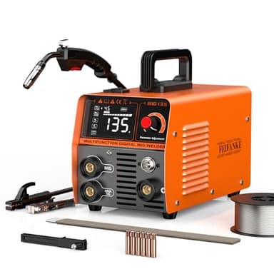 FEIFANKE MIG135 Poste A Souder Fil Fourré Sans Gaz 135A 220V Synergie Des électrodes Poste à Souder 3 en 1 MIG/ARC/Lift TIG IGBT Inverter Poste A Souder avec Fil de 1.0mm,Pistolet Soudage MIG