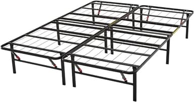 Amazon Basics Cadre de lit pliable - Montage sans outil - Rangement sous le lit, Lit simple, 135 x 190 cm, 35.5H cm, Noir