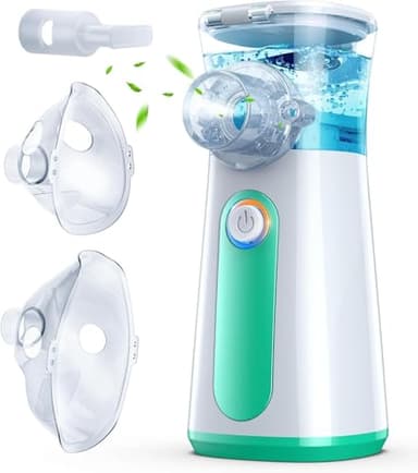 Nebulisateur Inhalateur Pour Enfants - Silencieuse Aerosol Medical, Le Taux d’Atomisation est Réglable Nébuliseur Portable Aérosol Bebe 10ml Rechargeable USB-C Nébuliseur (Vert)