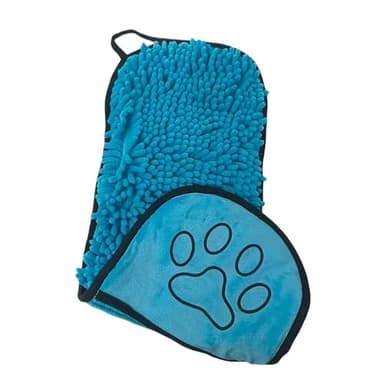 Serviette à séchage rapide pour chiens, en microfibre ultra absorbante, taille 53x23 cm, serviette de bain pour chien avec poches pour les mains, usage intérieur et extérieur, matériau durable