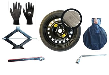 Roue de secours galette 17" 135/90 R17 compatible avec POUR MAZDA CX-5, pour KIA SPORTAGE, pour HYUNDAi TUCSON pour MITSUBISHI ASX, ECLIPSE CROSS,avec cric, cle, sac