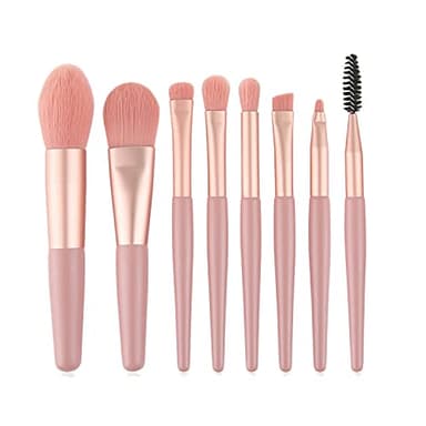 Witbicg - Lot de 8 pinceaux de maquillage bon marché - Pinceaux de maquillage professionnels anti-cernes, fard à paupières, fard à joues - Pour femmes et filles - Rose