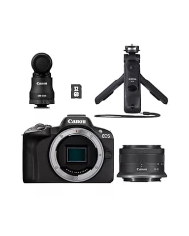 Kit créateur de Contenu UGC Canon EOS R50 - Appareil Photo Hybride APS-C 4K, Wi-FI, Bluetooth, Compact, idéal pour Le vlog, pour débutants et Professionnels