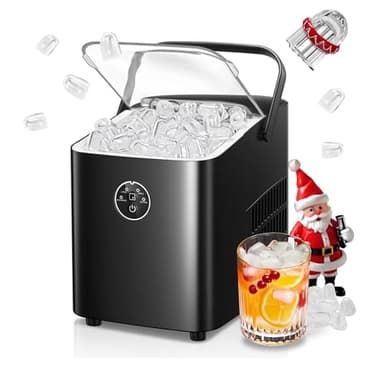 FOHERE Machine à Glaçons, 14kg en 24h, 8 Glaçons en 8 Minutes, avec 2 Tailles de Glaçons, Autonettoyante, Ice Maker sur Comptoir avec Poignée, pour la Maison/Cuisine/Camping/Bar