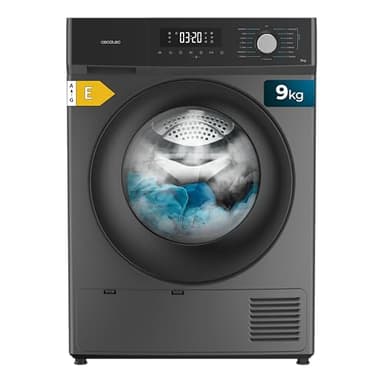 Cecotec Sèche-linge 9Kg à Pompe à Chaleur Bolero Dresscode Dry 9330 Steel. Classe Équivalente A++, 15 Programmes, Fonctions de Séchage Auto, Repassage Facile, Stop&Go, Delay Start et KidLock, Acier